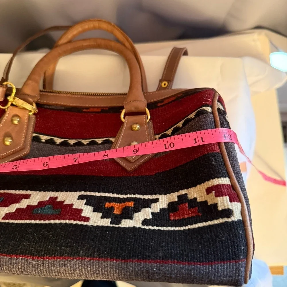 Vtg Yun Art Crossbody Bag Purse Wool Leather Handmade In Turkey Western Native
